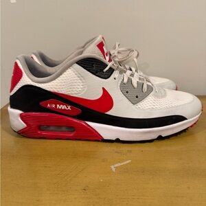 Nike Air Max 90 'Fire Red' Black White Golf Shoes Size 11 (DX5999-162)